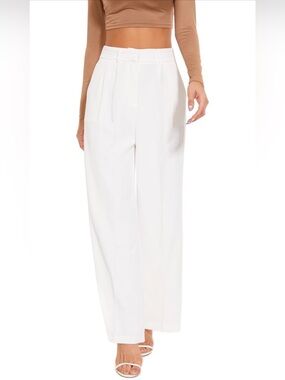 FUNYYZO White Wide Leg Work Trousers Size Small Short